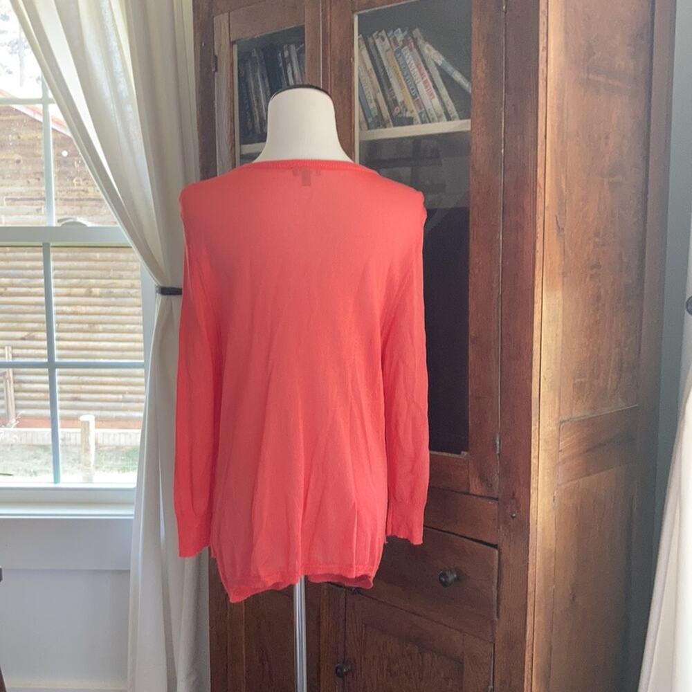 Talbots Peach Ruffled Cardigan, Size L - Picture 3 of 10